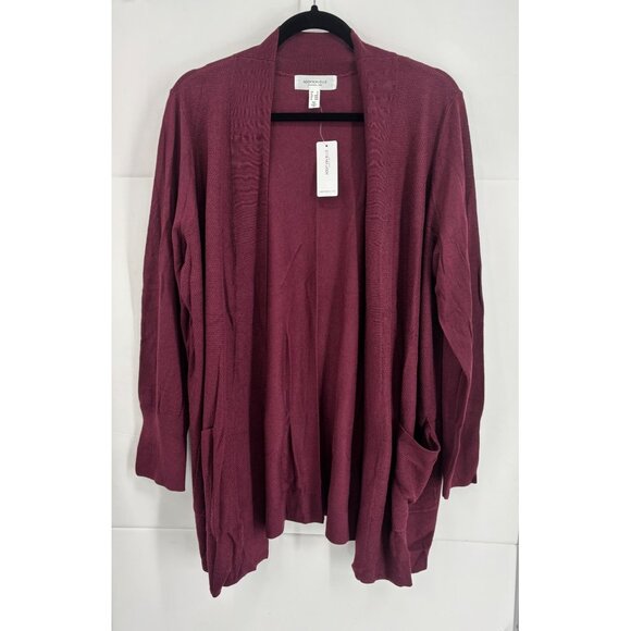 Addition Elle Plus Size Longline Cardigan Sweater Plus Size 1X Wine Color New - Picture 2 of 4